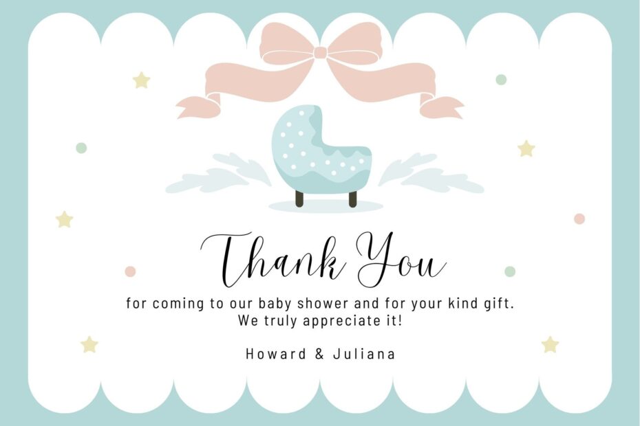 Free Printable Baby Shower Thank You Card Templates Canva