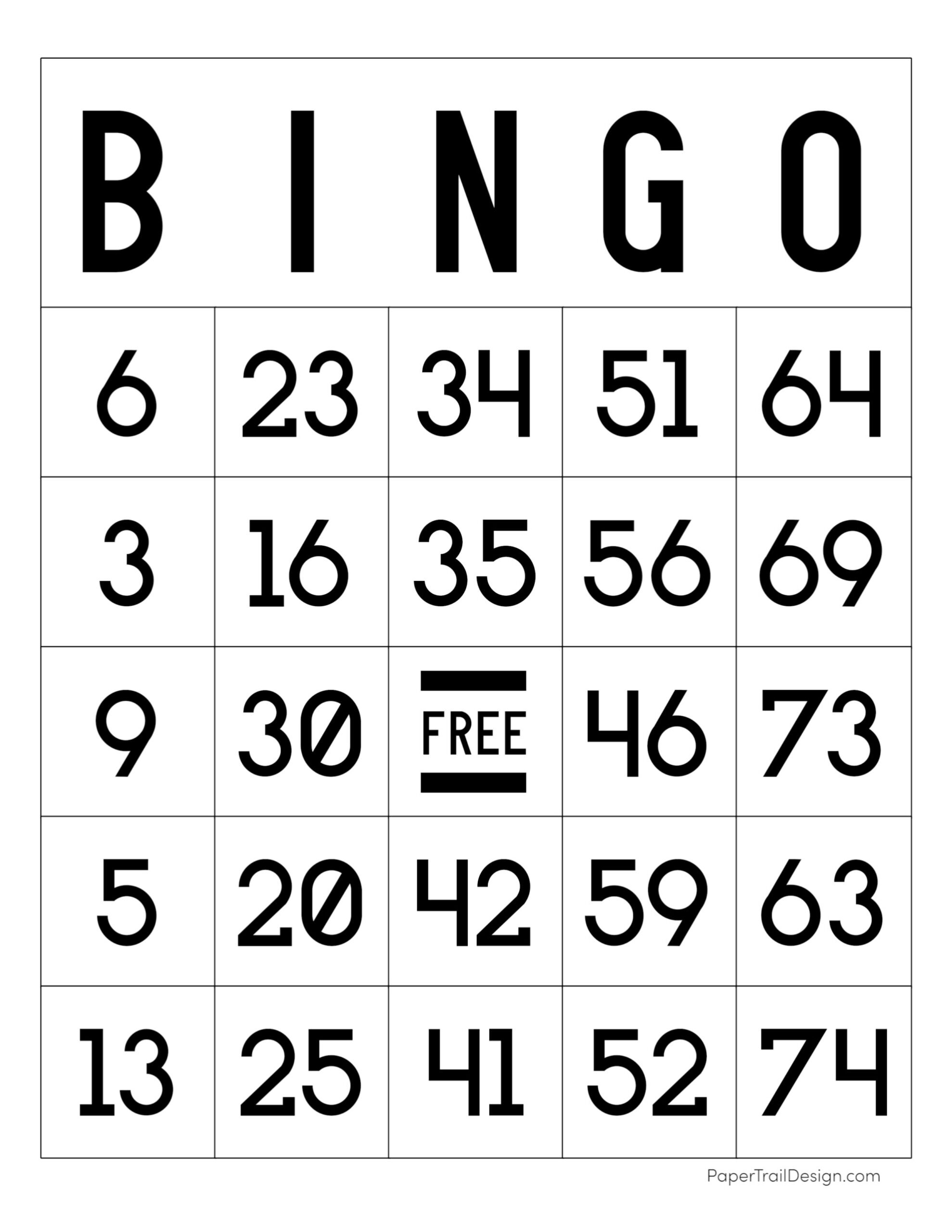 Free Printable Bingo Cards Paper Trail Design