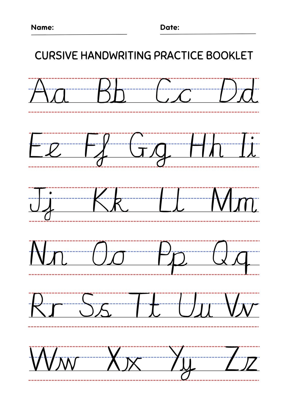 cursive writing practice worksheets printable