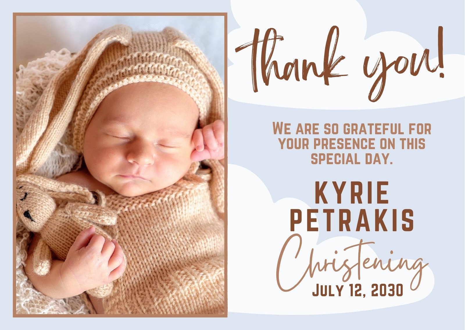 Free Printable Custom Christening Thank You Card Templates Canva