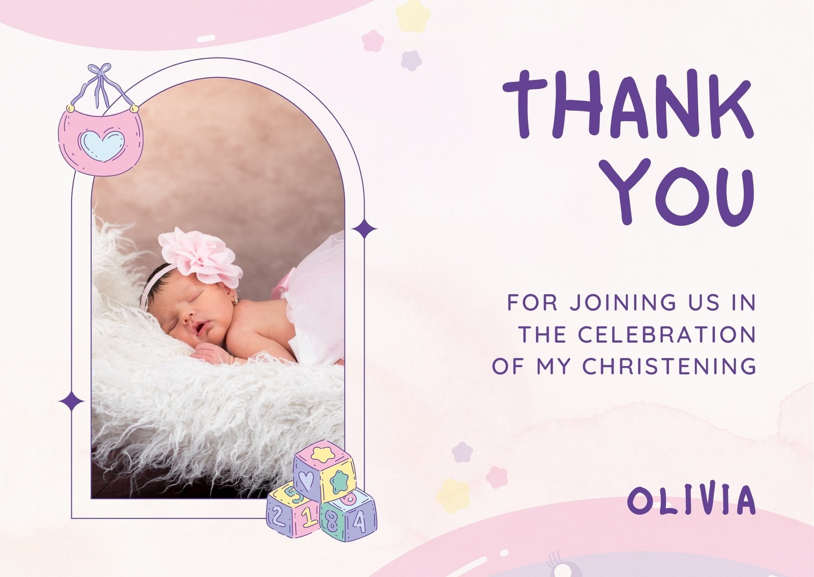 Free Printable Custom Christening Thank You Card Templates Canva
