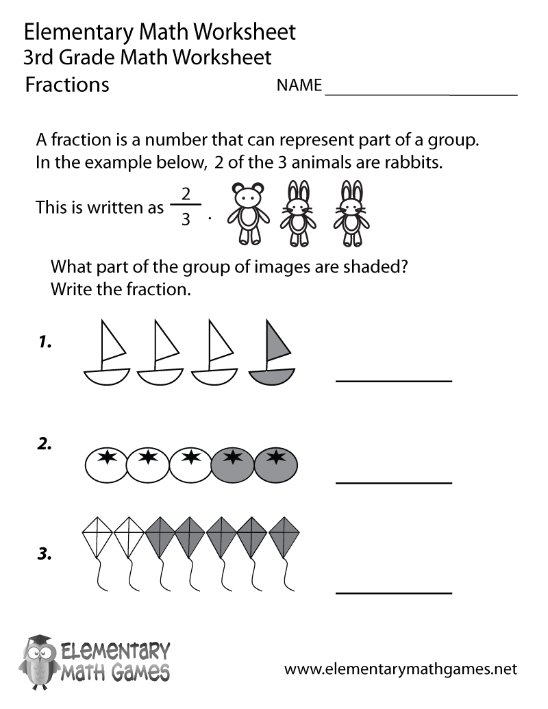 3rd grade fractions worksheets