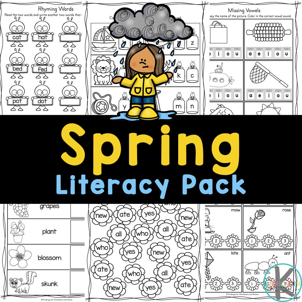  FREE Printable Kindergarten Spring Literacy Worksheets