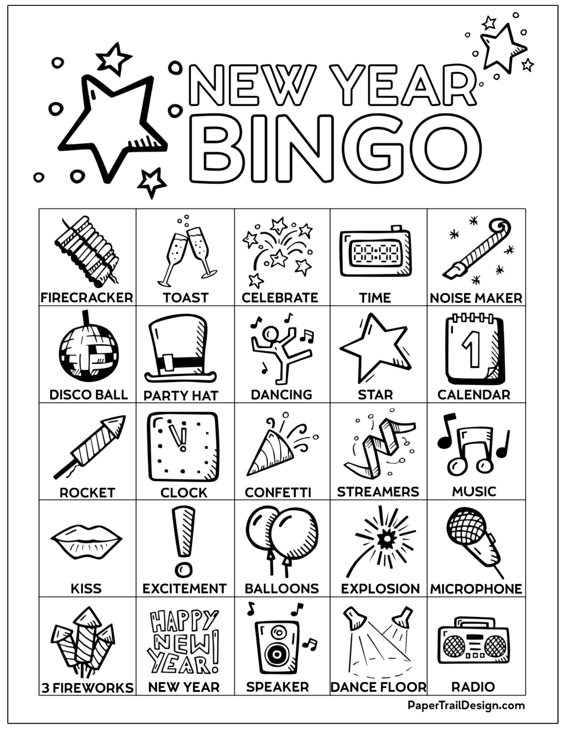 Free Printable New Year s Bingo Cards Paper Trail Design