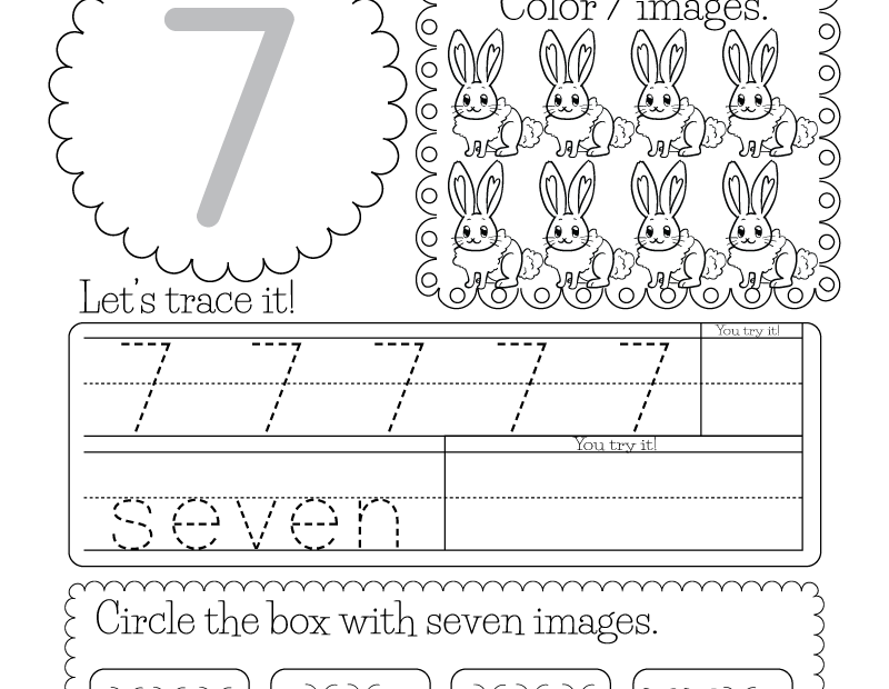 Free Printable Number Seven Worksheet