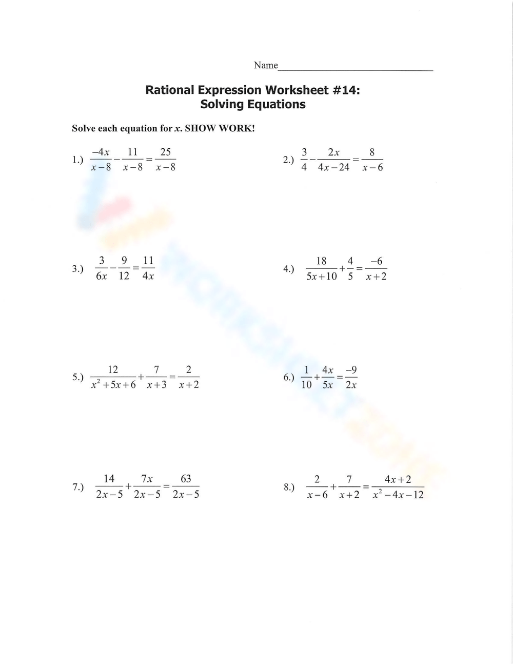 Free Printable Simplifying Rational Expressions Worksheets Worksheets Library