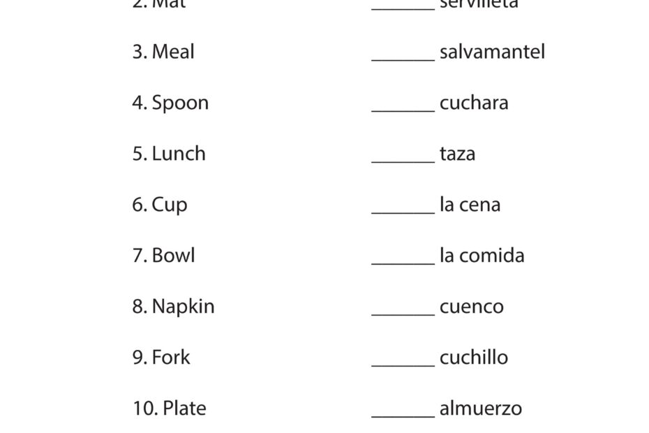 Free Printable Spanish Worksheets Worksheets Library