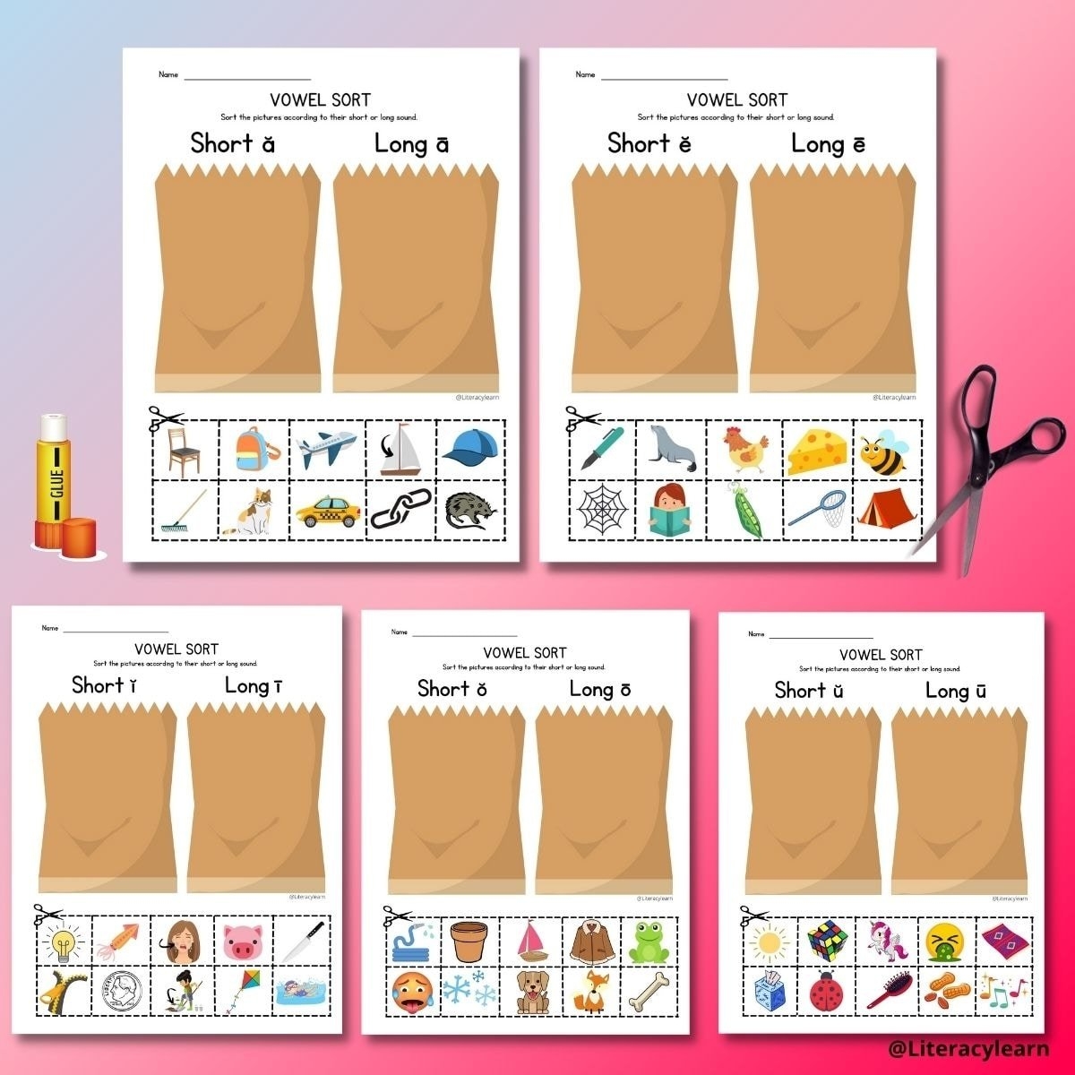 preschool long vowel short vowels worksheets