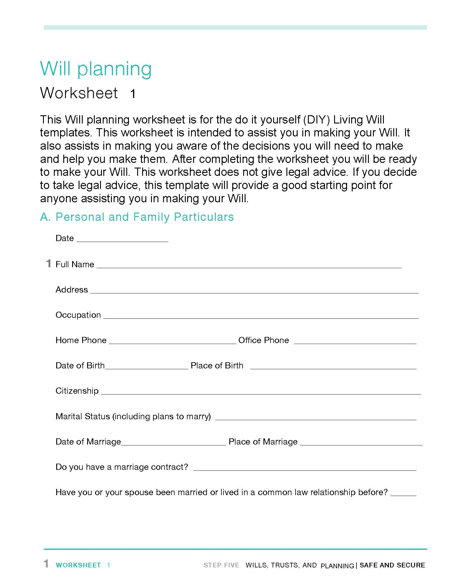 Free Will Preparation Worksheet Download Free Will Preparation Worksheet Png Images Free Worksheets On Clipart Library
