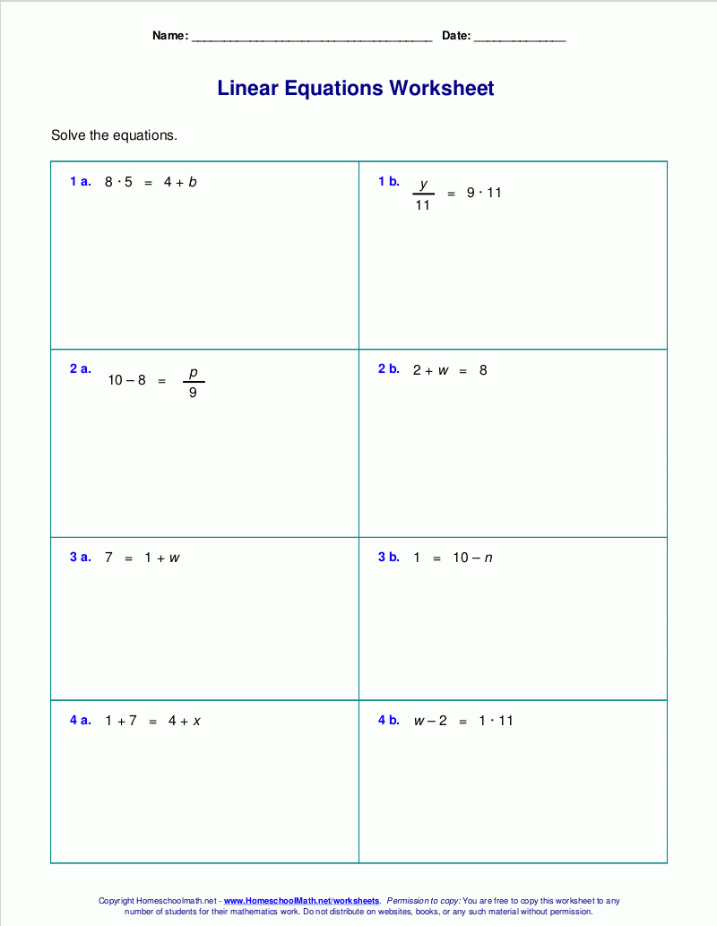 one-step equations worksheets pdf