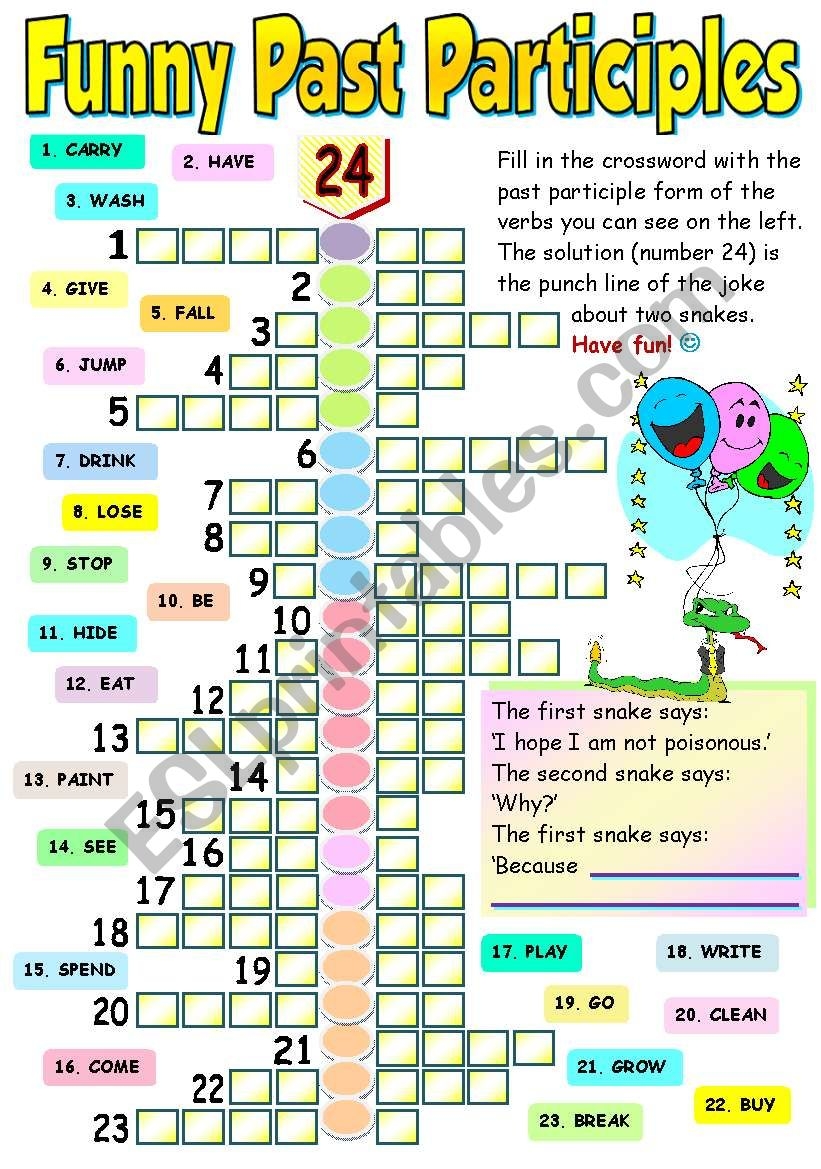 participle worksheets for kids