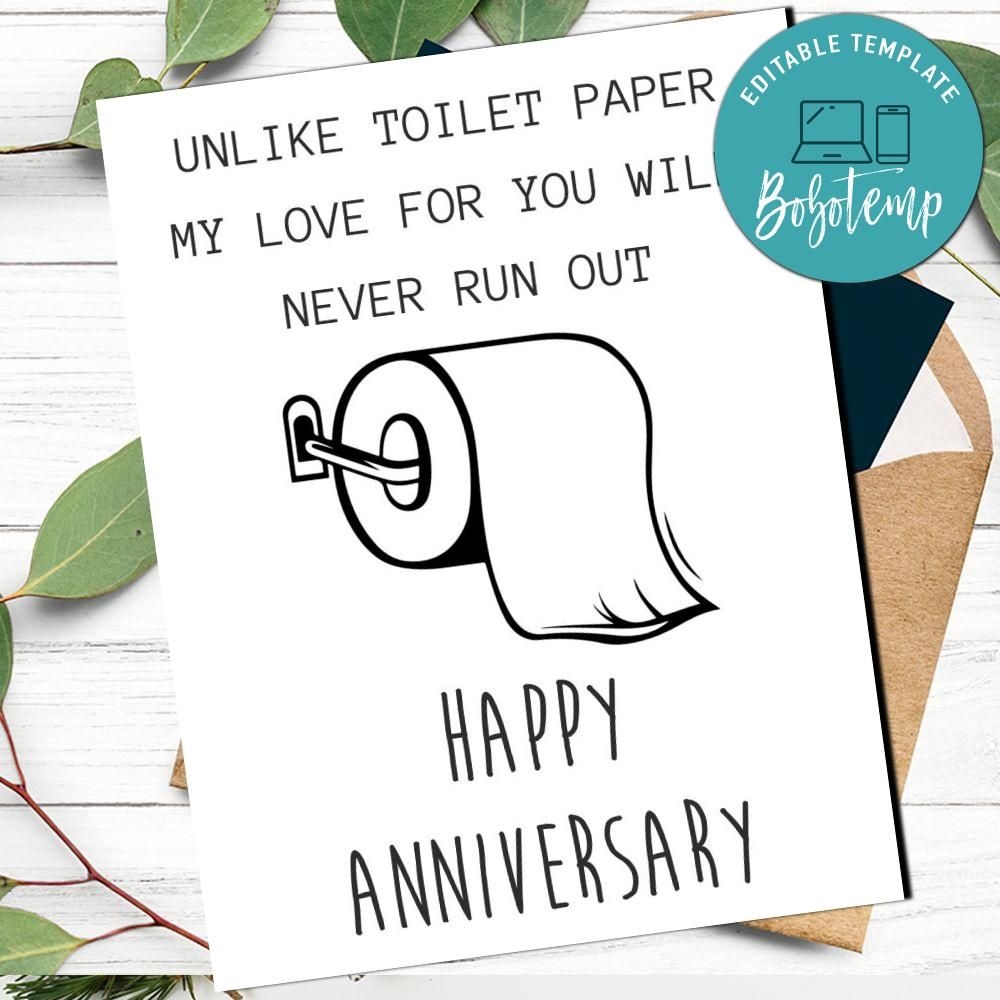 Funny Quarantine Anniversary Card For Wife To Print At Home DIY Bobotemp