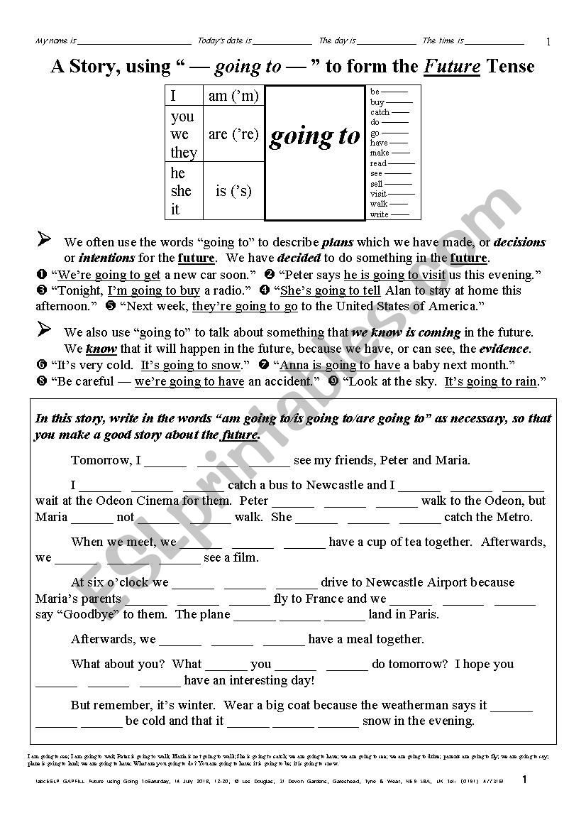 fill in the blank future worksheet