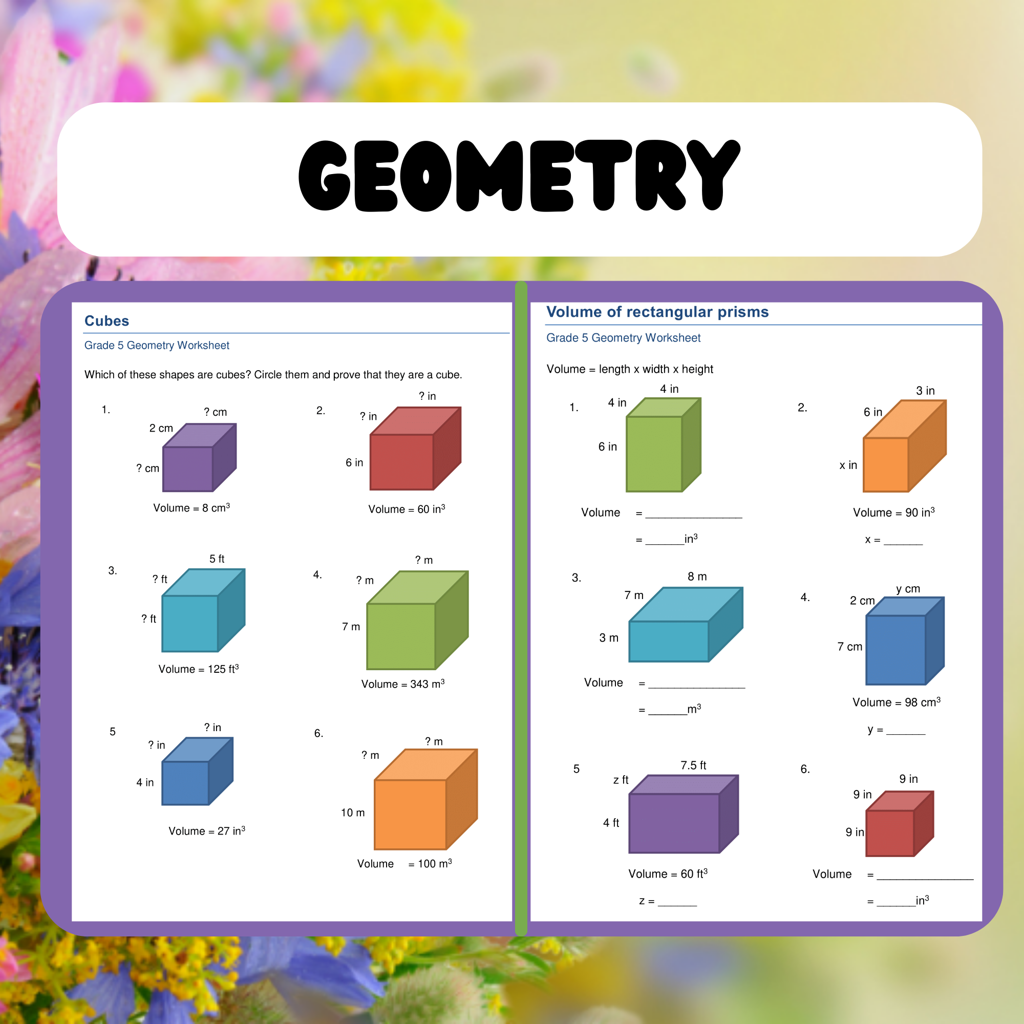 rectangular prism volume worksheet