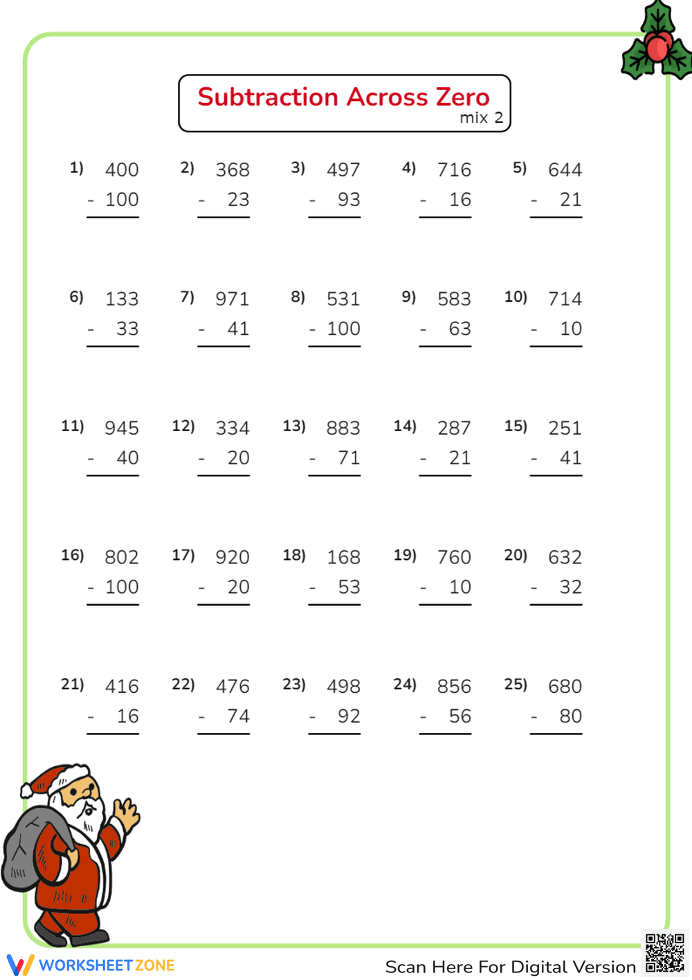 Grade 2 Subtraction Across Zeros Worksheets U0026 Printable
