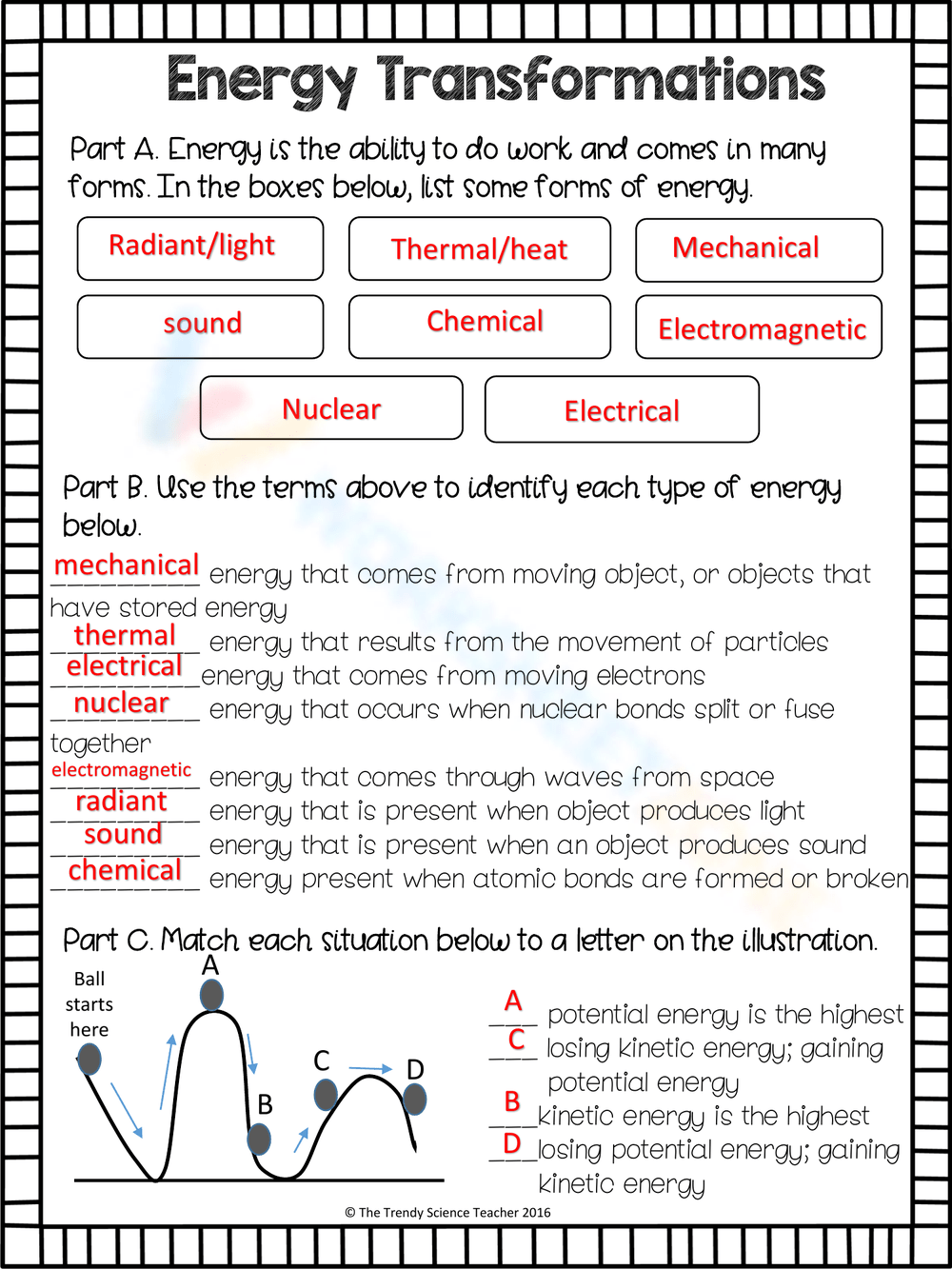 energy conversion worksheet