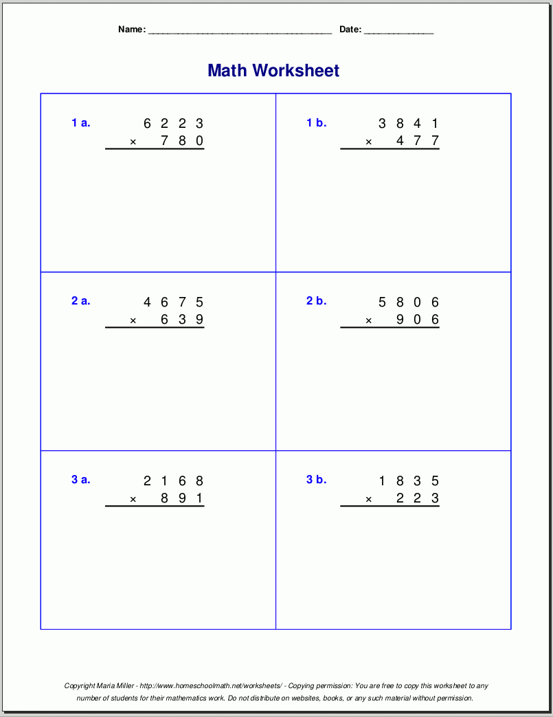multiplication worksheets for 5th graders