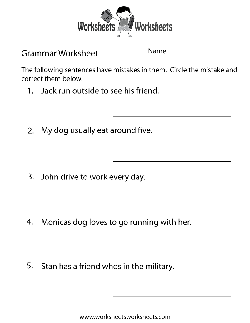 free grammar worksheets