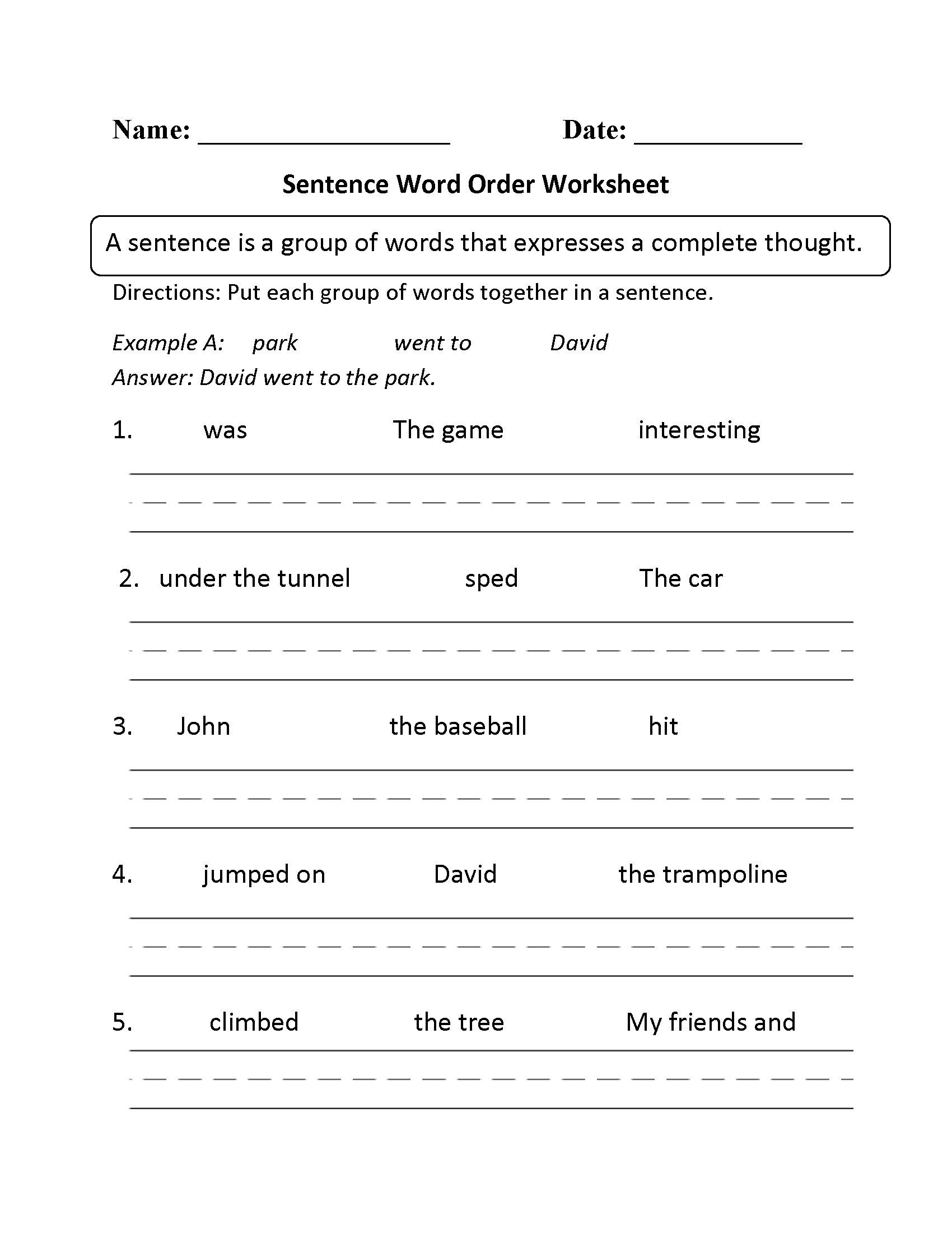 Grammar Worksheets Sentence Structure Worksheets Worksheets Library