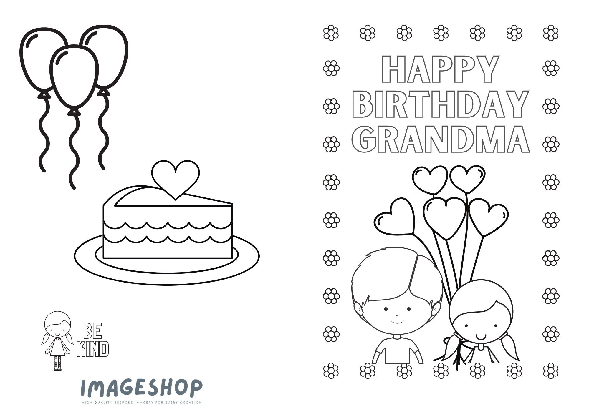 Grandma Birthday Card Happy Birthday Colour In Card Instant Download Printable Card Colouring Card Greeting Card Personalised Card Etsy Finland