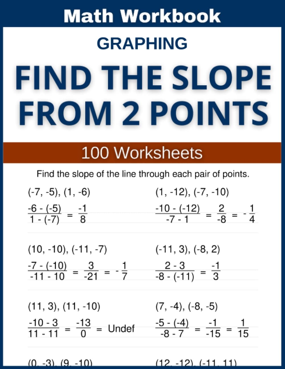 Graphing Find The Slope From 2 Points Math Workbook 100 Worksheets Hands on Practice For Finding Slope From 2 Points In Math Atkins Lindsay 