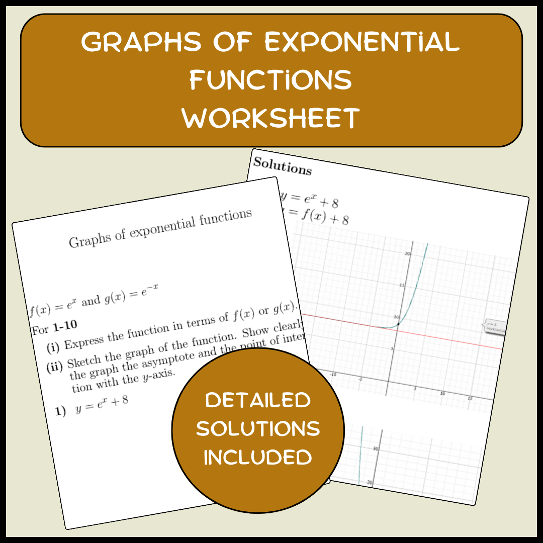 exponential functions worksheet graph the functions