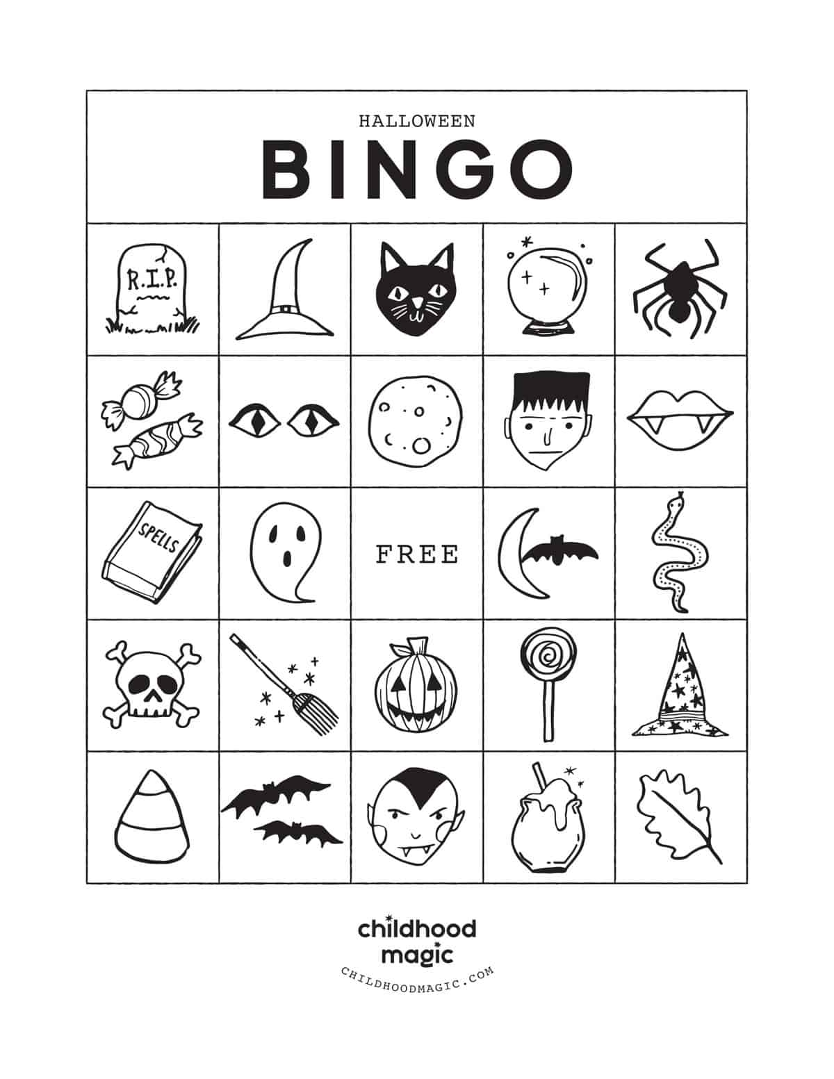 printable bingo halloween cards