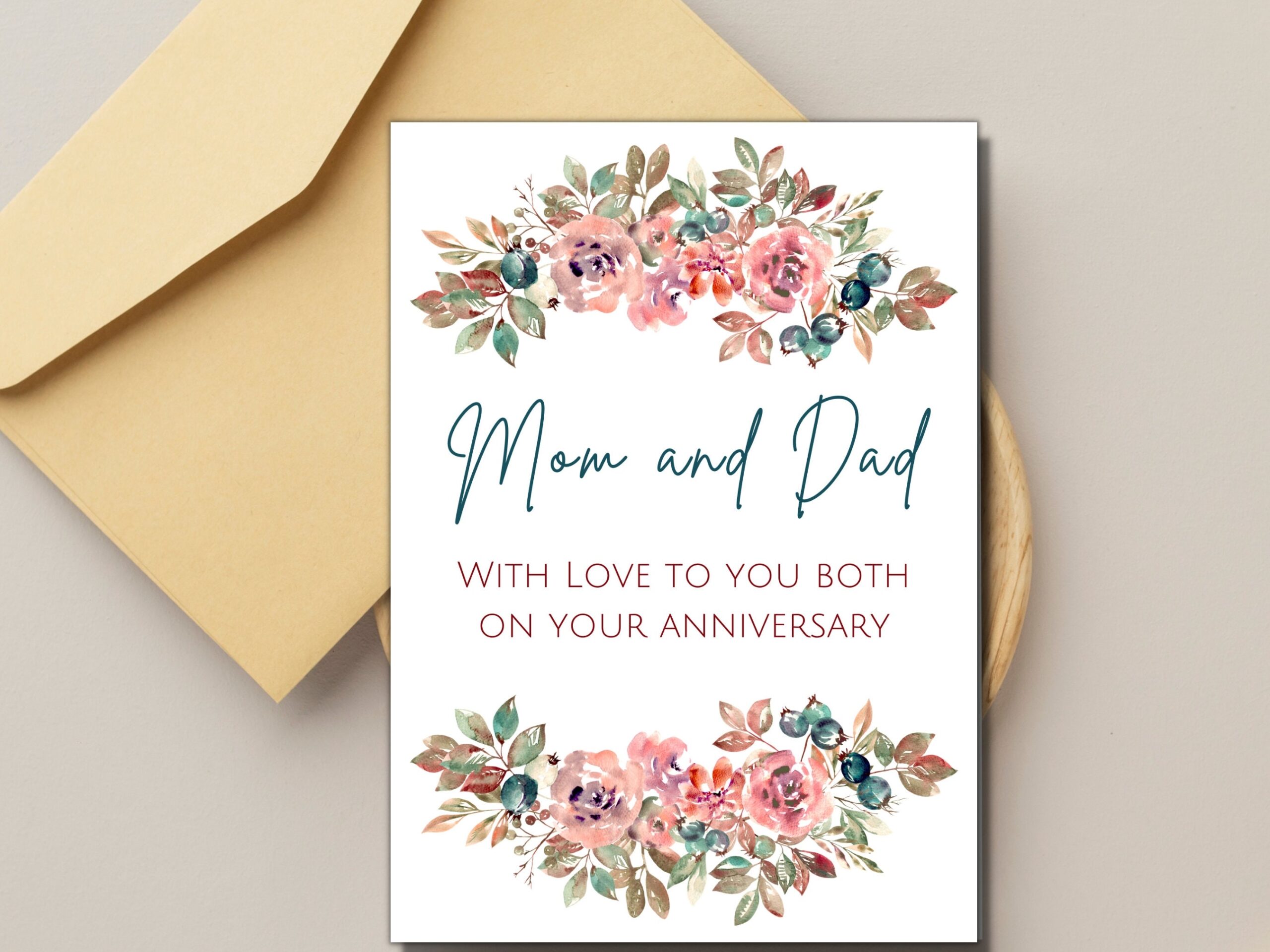 Happy Anniversary Mom And Dad Printable Parent Anniversary Card Couple Card Card For Parents Instant Digital Download PDF 5 X 7 Etsy