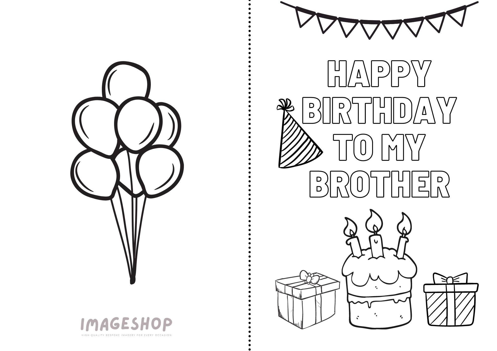 Happy Birthday Brother Happy Birthday Card Colouring In Card Printable Digital Download Instant Download Colour In Happy Birthday Etsy Sweden
