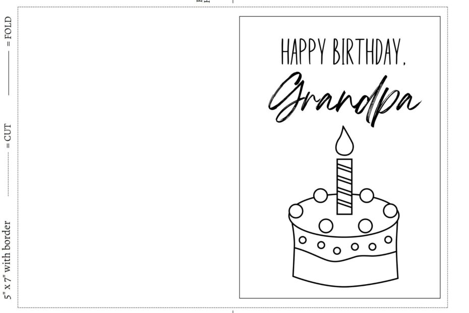 Happy Birthday Grandpa Printable Coloring Card 5x7