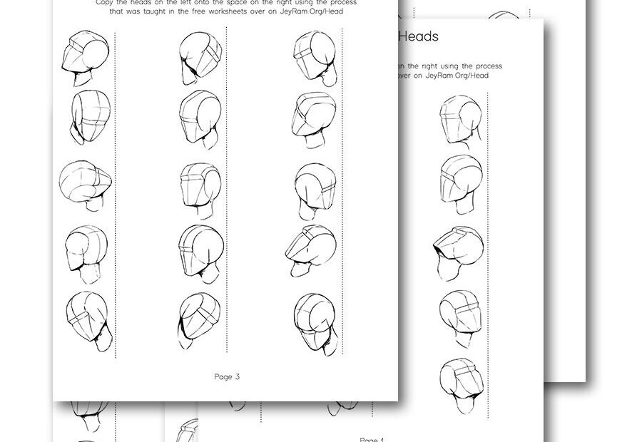 Head Drawing Practice From Any Angle Practice Worksheets Printable PDF JeyRam Drawing Tutorials