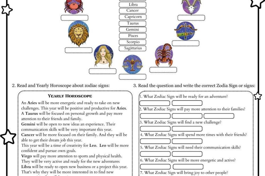 Horoscope Zodiac Signs Live Worksheets Worksheets Library