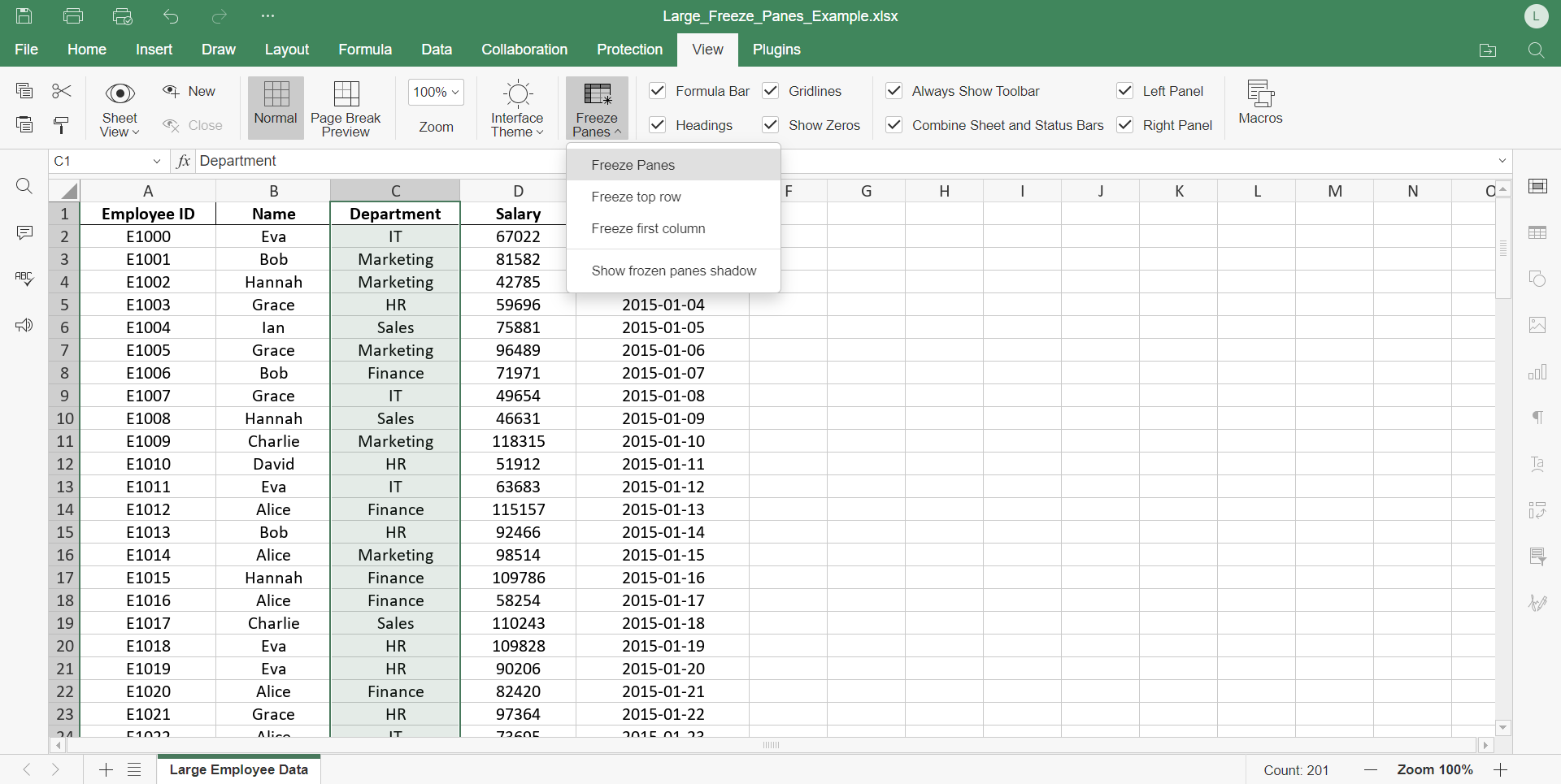How To Freeze Rows And Columns In Excel Sheet ONLYOFFICE
