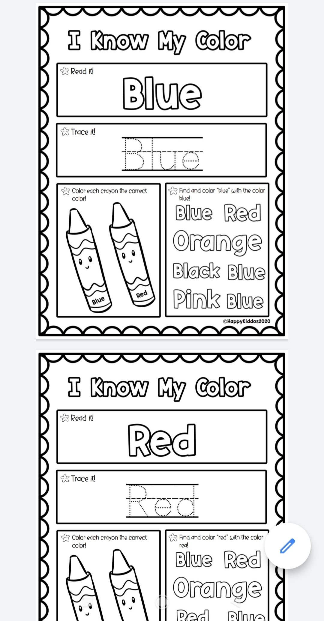 preschool color worksheets