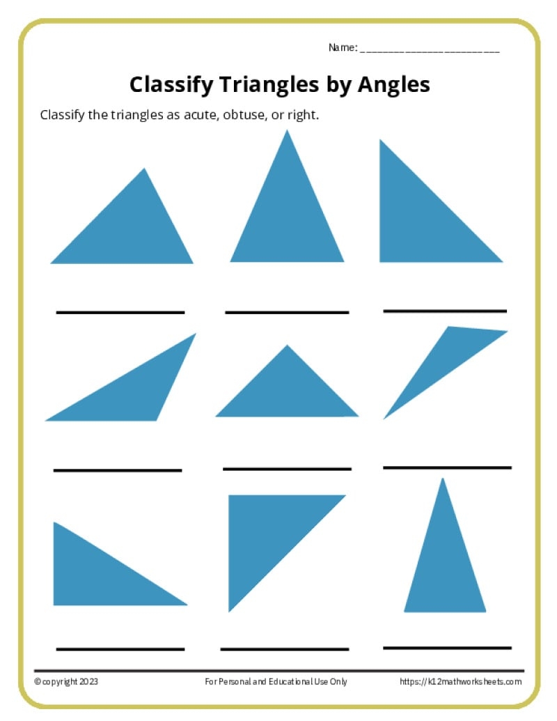 angles and triangles worksheet