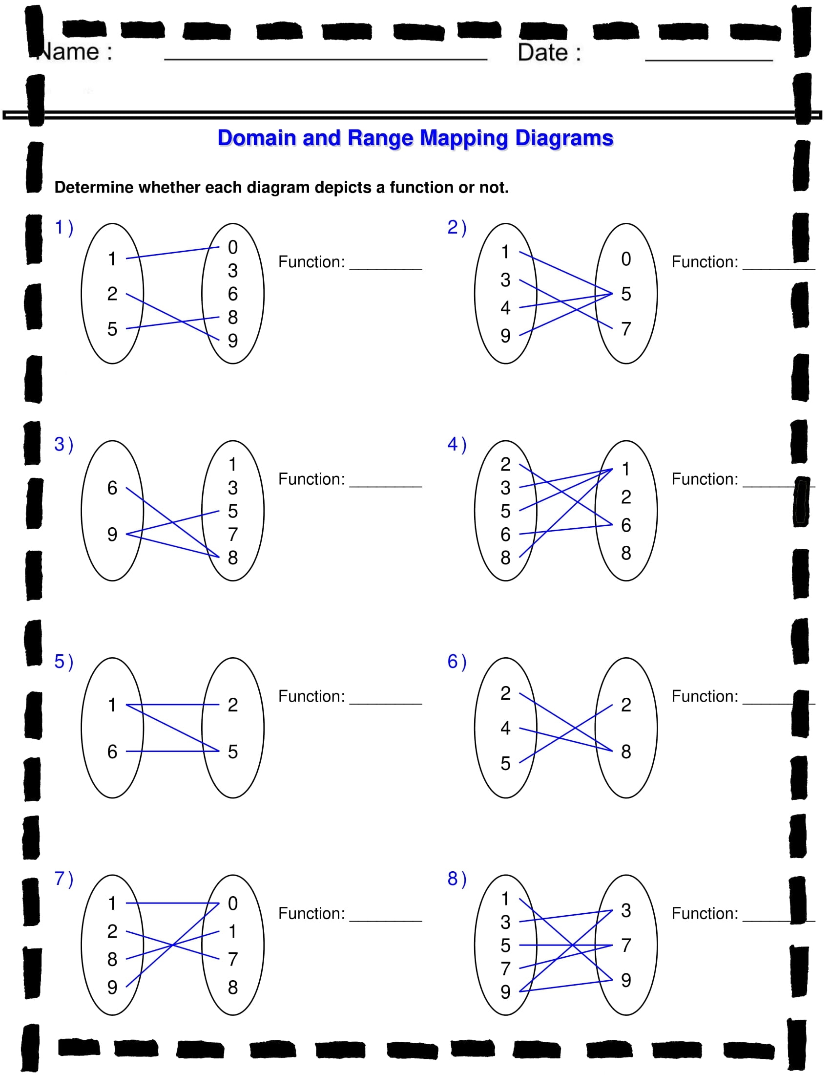 function worksheets