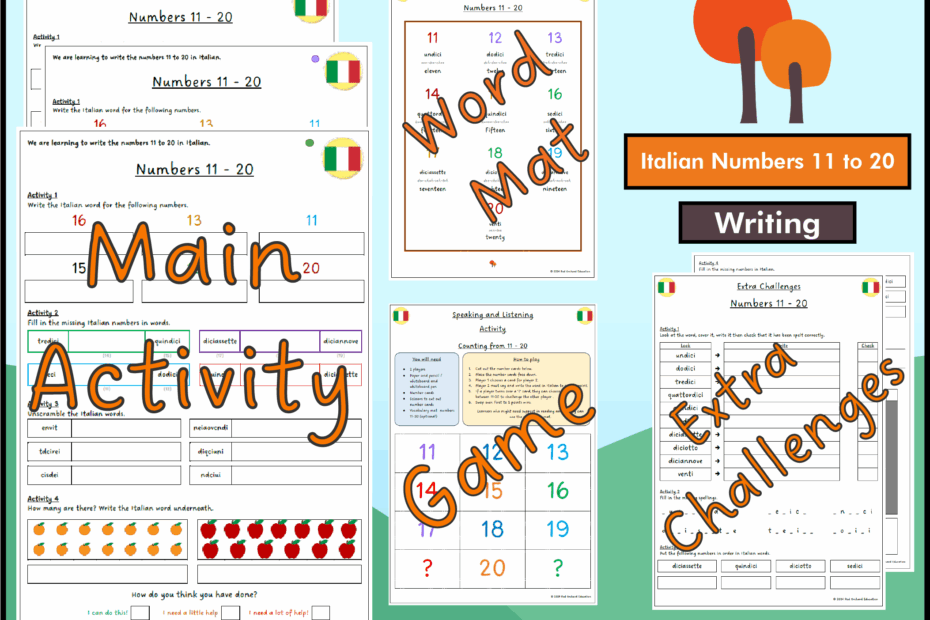 Italian Numbers 11 To 20 Writing Bundle KS1 KS2 Teaching Resources