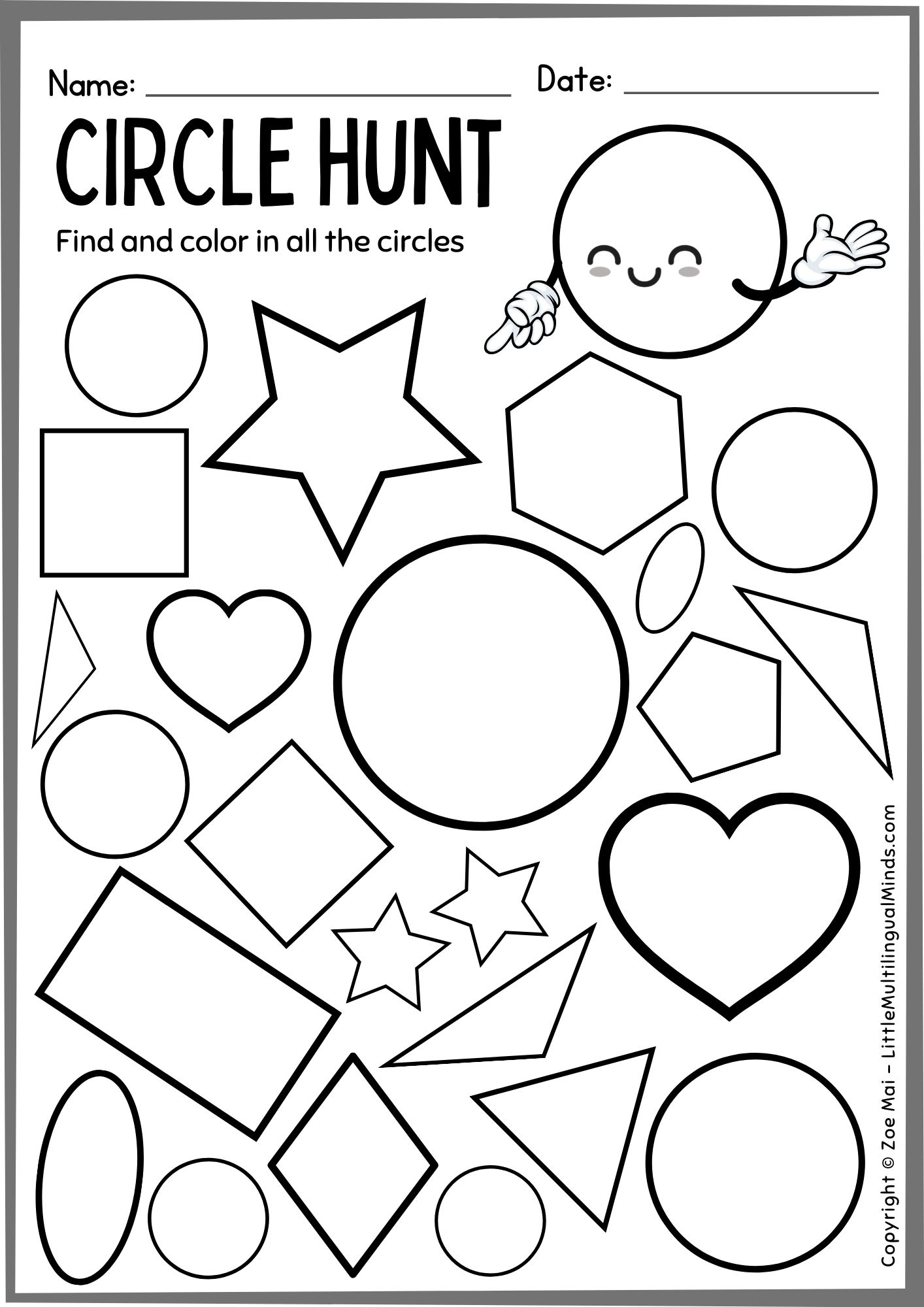 circle worksheet preschool
