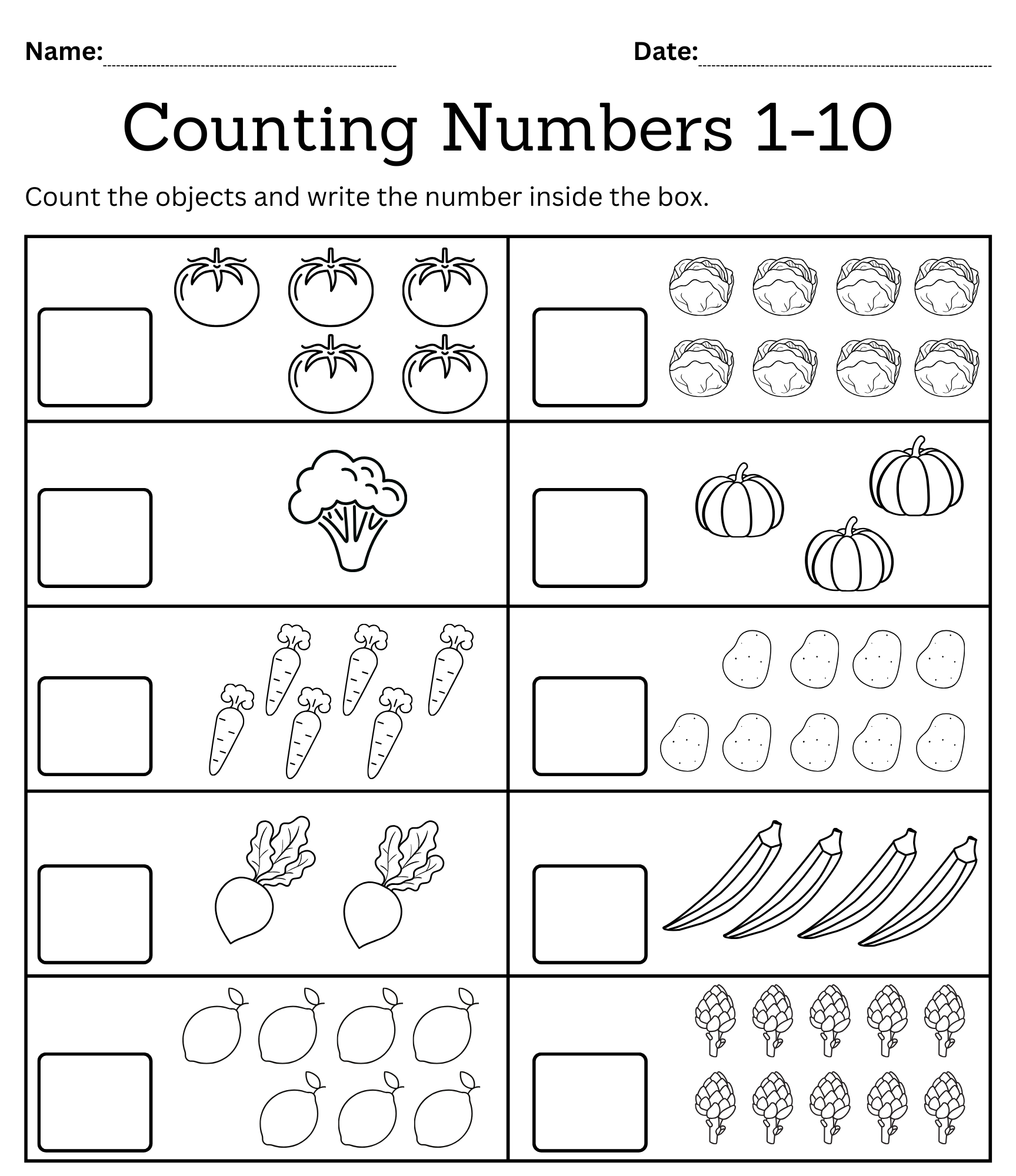count worksheet