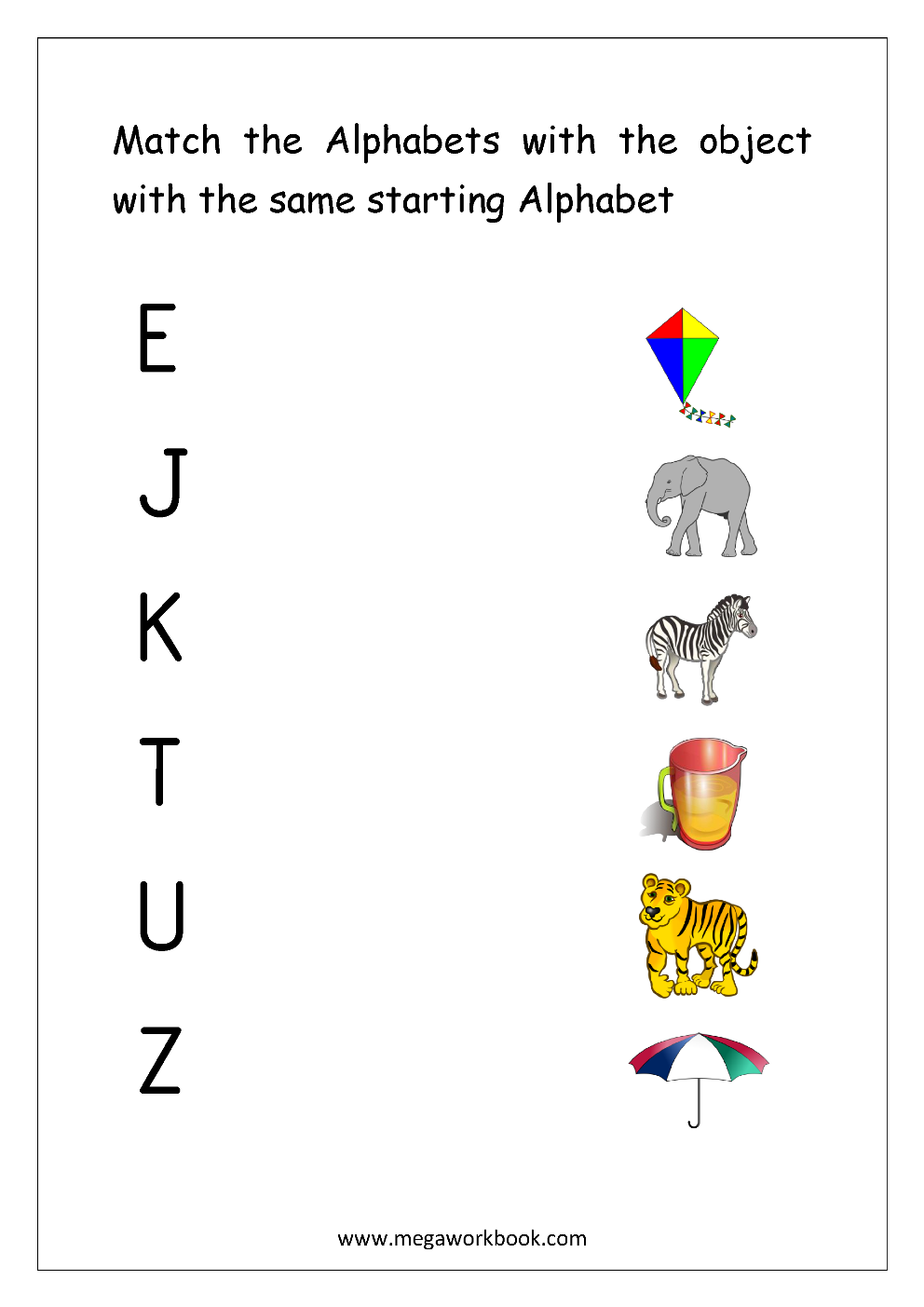alphabet matching worksheets