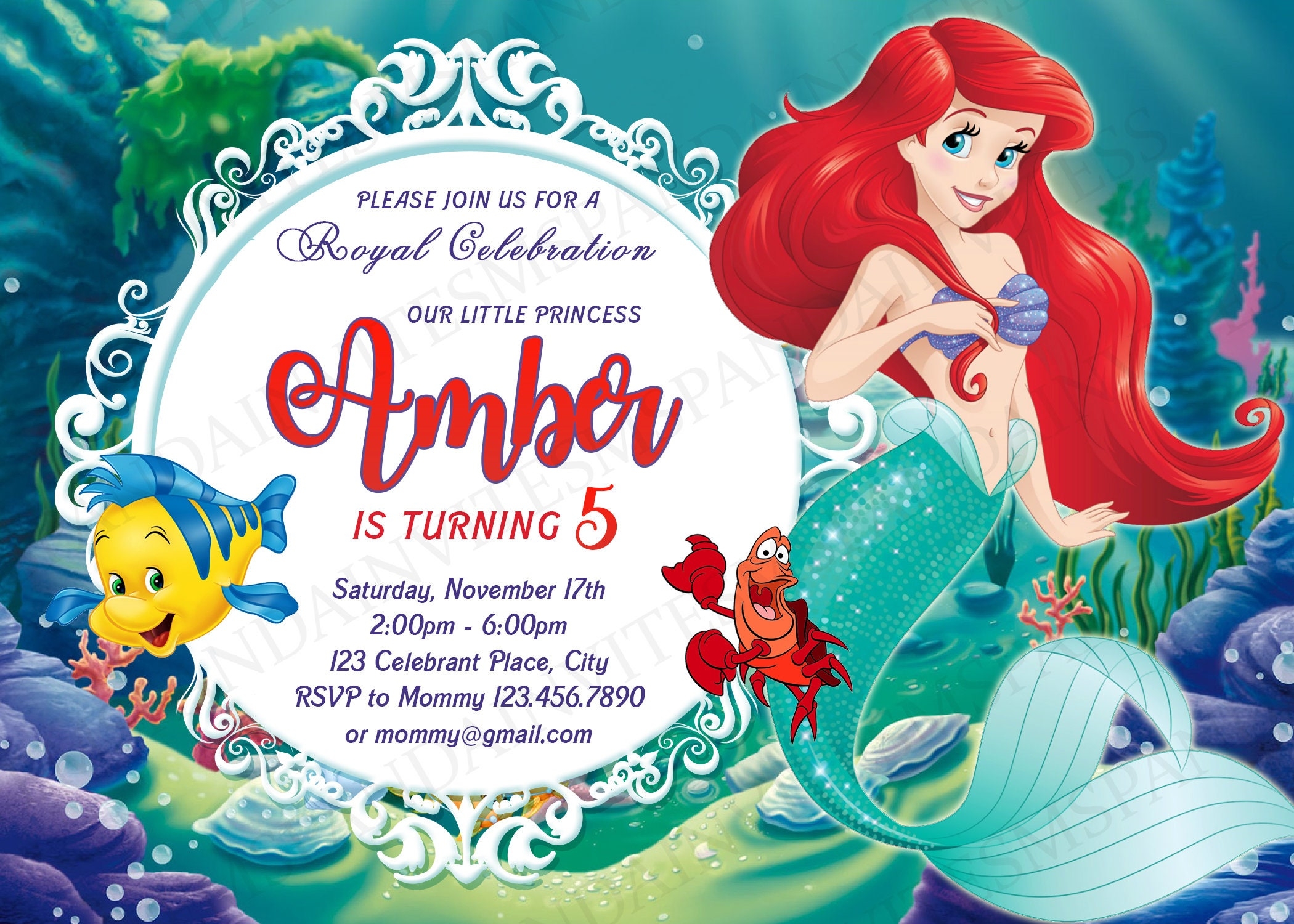 Little Mermaid Disney Princess Ariel Card The Little Mermaid 