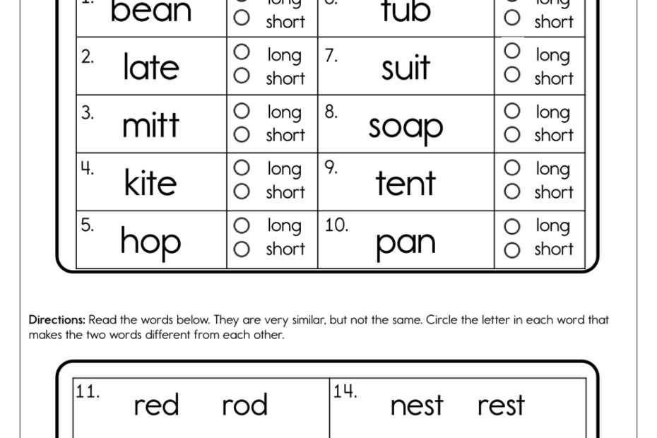 Long And Short Vowels Worksheet Have Fun Teaching