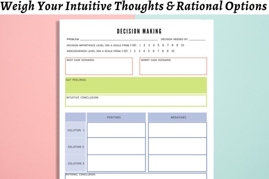Make A Decision Worksheet Decision Making Indecisive Self Esteem Confidence Codependence Worksheet Emotional Therapy Journals Etsy