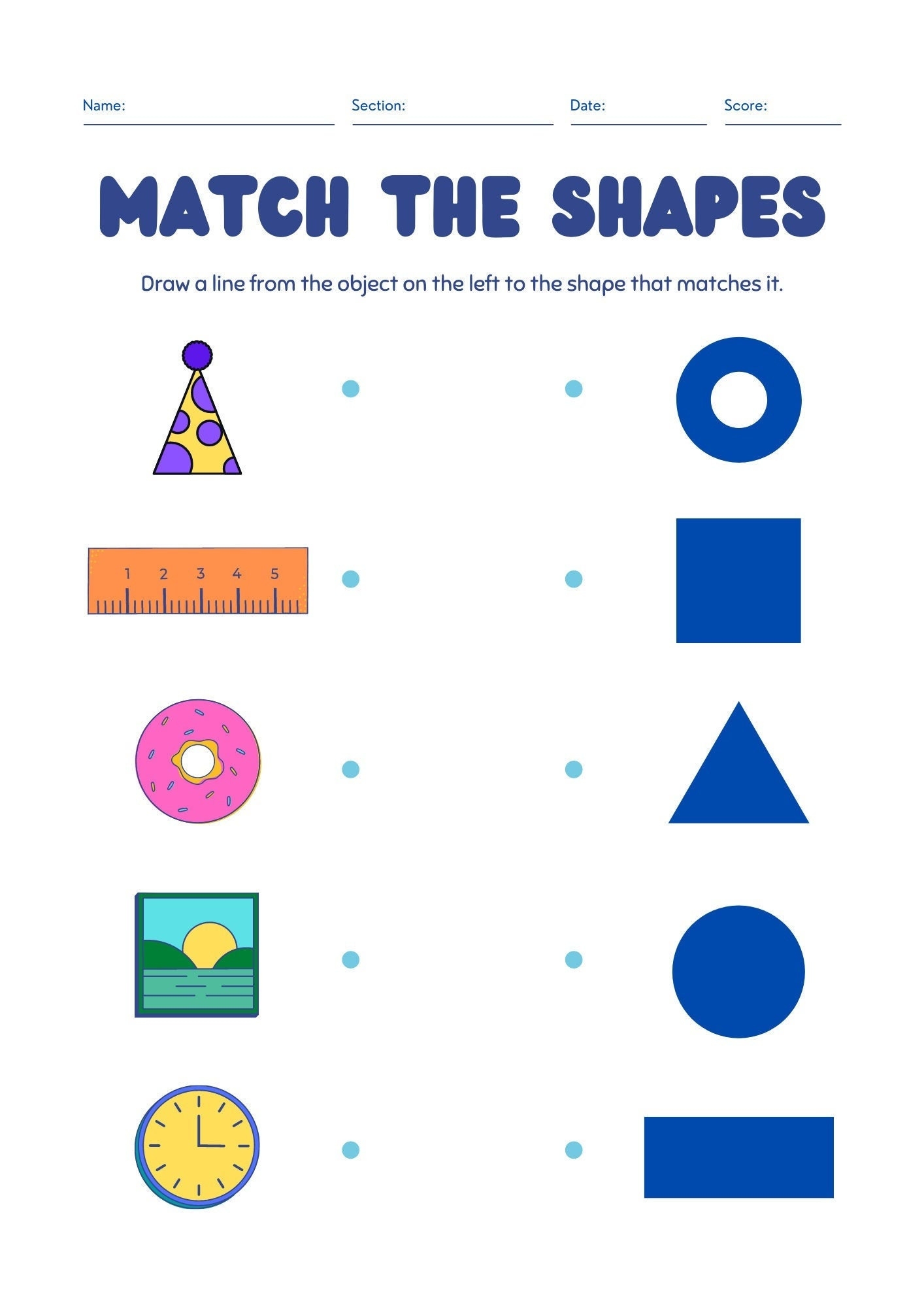 Match The Shapes Worksheet For Children