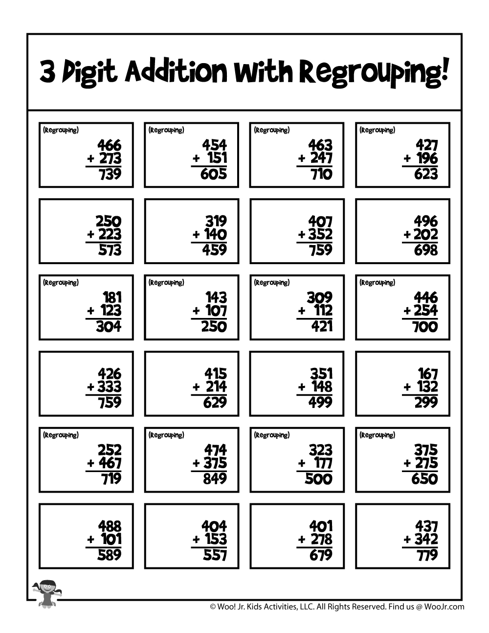 addition with regrouping worksheet