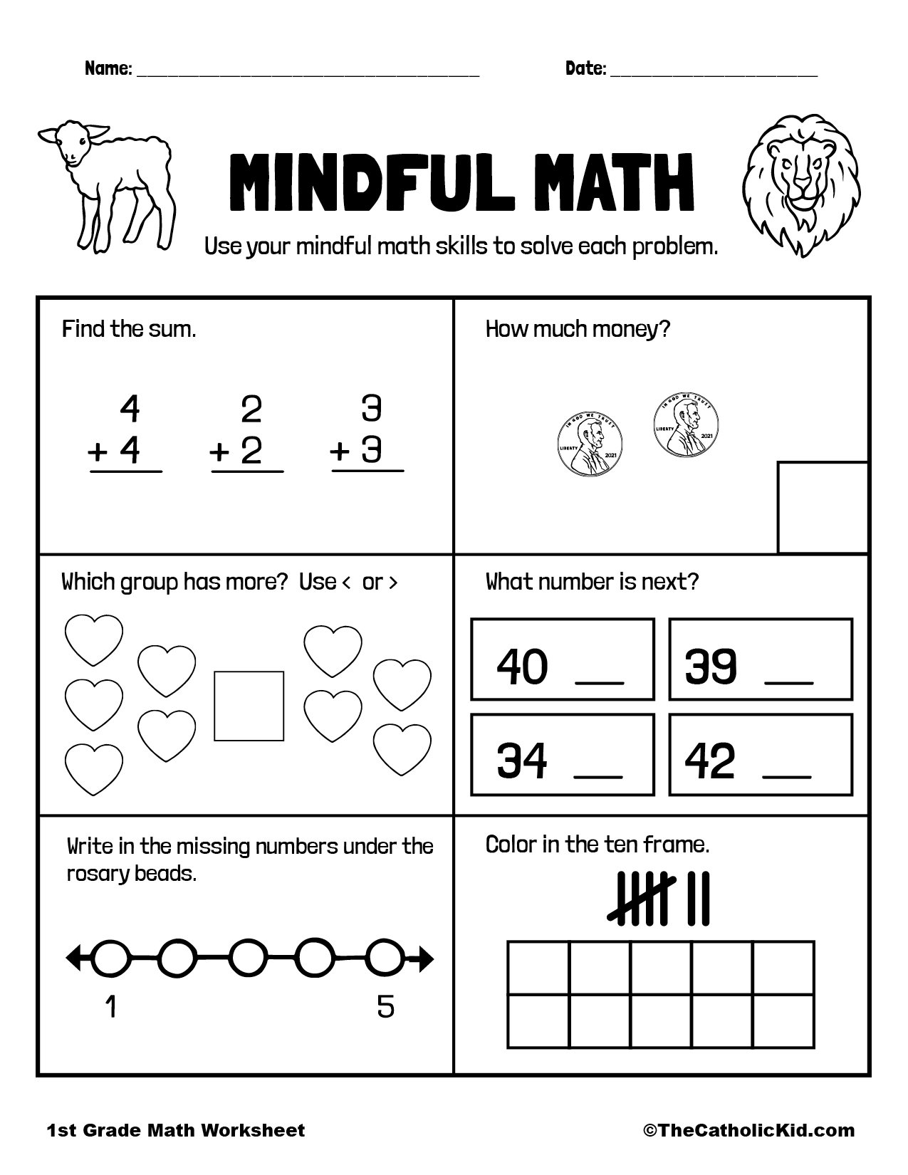 printable first grade math worksheets