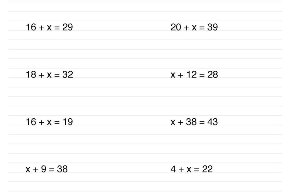 Math Worksheet Collection Solving One Step Equations Media4Math