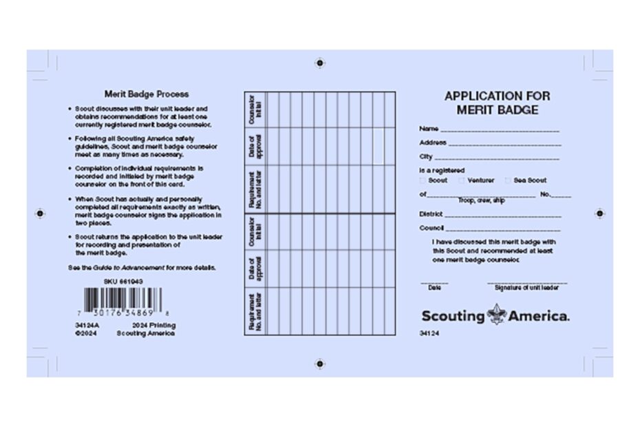 Merit Badge Application Card 100pk