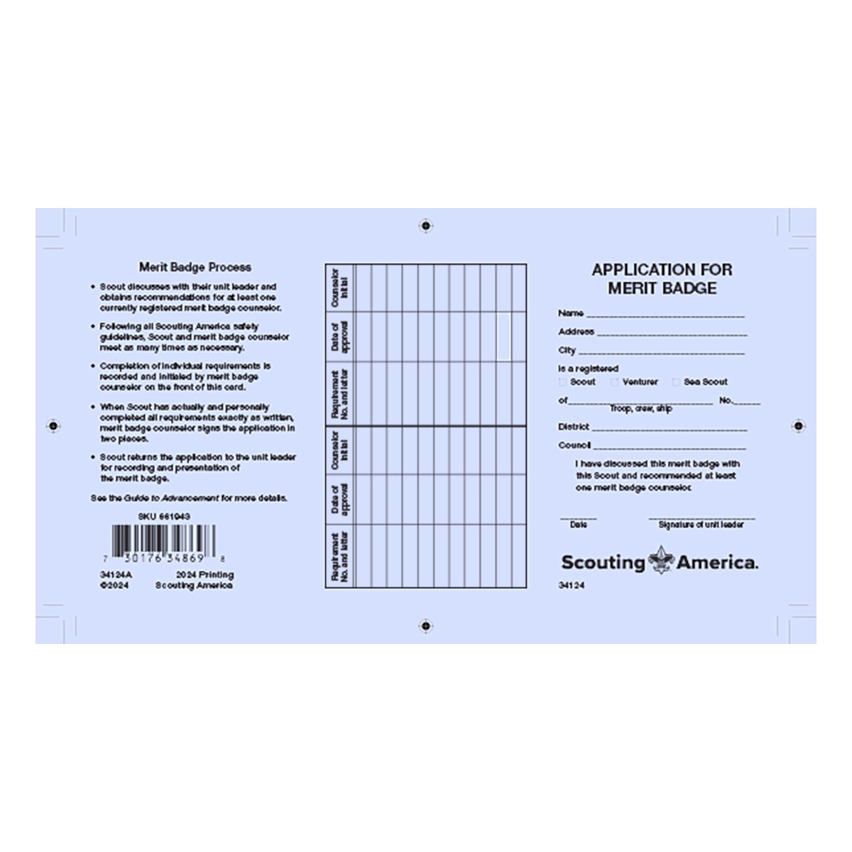 Merit Badge Application Card 100pk