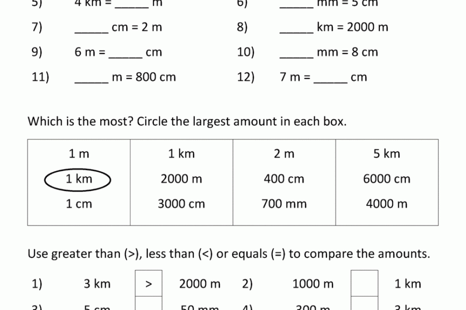 Metric Conversion Worksheet